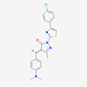 molecular formula C22H19ClN4OS B406167 2-[4-(4-chlorophenyl)-1,3-thiazol-2-yl]-4-[4-(dimethylamino)benzylidene]-5-methyl-2,4-dihydro-3H-pyrazol-3-one 