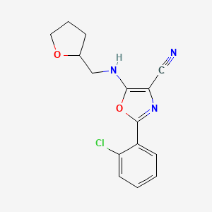 2-(2-chlorophenyl)-5-[(tetrahydro-2-furanylmethyl)amino]-1,3-oxazole-4-carbonitrile