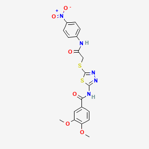 molecular formula C19H17N5O6S2 B4061691 3,4-dimethoxy-N-[5-({2-[(4-nitrophenyl)amino]-2-oxoethyl}thio)-1,3,4-thiadiazol-2-yl]benzamide 