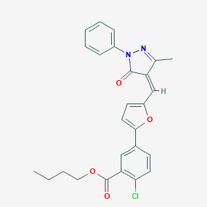(Z)-butyl 2-chloro-5-(5-((3-methyl-5-oxo-1-phenyl-1H-pyrazol-4(5H)-ylidene)methyl)furan-2-yl)benzoate