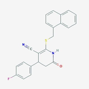 molecular formula C23H17FN2OS B4061700 4-(4-fluorophenyl)-2-[(1-naphthylmethyl)thio]-6-oxo-1,4,5,6-tetrahydro-3-pyridinecarbonitrile 