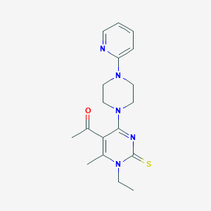 molecular formula C18H23N5OS B4061711 1-{1-ethyl-6-methyl-4-[4-(2-pyridinyl)-1-piperazinyl]-2-thioxo-1,2-dihydro-5-pyrimidinyl}ethanone 