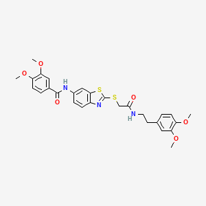 molecular formula C28H29N3O6S2 B4061716 N-{2-[(2-{[2-(3,4-二甲氧基苯基)乙基]氨基}-2-氧代乙基)硫]-1,3-苯并噻唑-6-基}-3,4-二甲氧基苯甲酰胺 