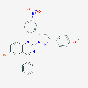 6-bromo-2-(3-(4-methoxyphenyl)-5-(3-nitrophenyl)-4,5-dihydro-1H-pyrazol-1-yl)-4-phenylquinazoline