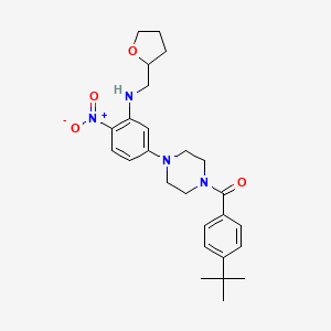 molecular formula C26H34N4O4 B4061746 5-[4-(4-tert-butylbenzoyl)-1-piperazinyl]-2-nitro-N-(tetrahydro-2-furanylmethyl)aniline 