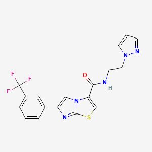 N-[2-(1H-pyrazol-1-yl)ethyl]-6-[3-(trifluoromethyl)phenyl]imidazo[2,1-b][1,3]thiazole-3-carboxamide