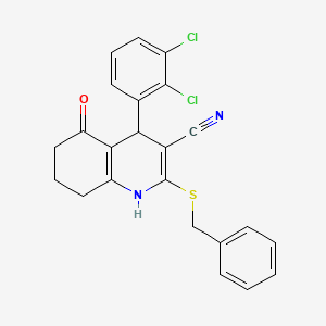 2-(benzylthio)-4-(2,3-dichlorophenyl)-5-oxo-1,4,5,6,7,8-hexahydro-3-quinolinecarbonitrile