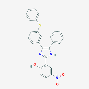 molecular formula C27H19N3O3S B406178 4-nitro-2-{5-phenyl-4-[3-(phenylsulfanyl)phenyl]-1H-imidazol-2-yl}phenol 