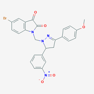 molecular formula C25H19BrN4O5 B406181 5-溴-1-[[5-(4-甲氧基苯基)-3-(3-硝基苯基)-3,4-二氢吡唑-2-基]甲基]吲哚-2,3-二酮 CAS No. 312734-17-1