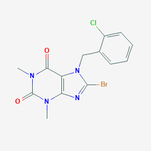 molecular formula C14H12BrClN4O2 B406183 8-Bromo-7-(2-chloro-benzyl)-1,3-dimethyl-3,7-dihydro-purine-2,6-dione CAS No. 303973-68-4