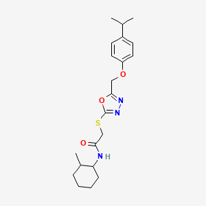 molecular formula C21H29N3O3S B4061830 2-({5-[(4-isopropylphenoxy)methyl]-1,3,4-oxadiazol-2-yl}thio)-N-(2-methylcyclohexyl)acetamide 