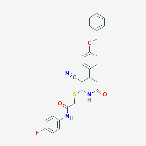 2-({4-[4-(benzyloxy)phenyl]-3-cyano-6-oxo-1,4,5,6-tetrahydro-2-pyridinyl}thio)-N-(4-fluorophenyl)acetamide
