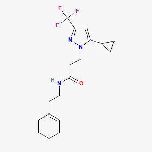 molecular formula C18H24F3N3O B4061892 N-[2-(1-cyclohexen-1-yl)ethyl]-3-[5-cyclopropyl-3-(trifluoromethyl)-1H-pyrazol-1-yl]propanamide 