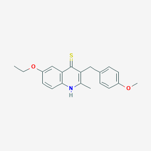 molecular formula C20H21NO2S B406190 6-(Ethyloxy)-2-methyl-3-{[4-(methyloxy)phenyl]methyl}quinolin-4-yl hydrosulfide 