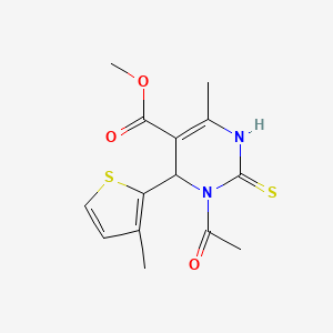 molecular formula C14H16N2O3S2 B4061919 methyl 3-acetyl-6-methyl-4-(3-methyl-2-thienyl)-2-thioxo-1,2,3,4-tetrahydro-5-pyrimidinecarboxylate 