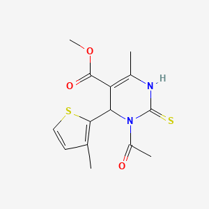 molecular formula C14H16N2O3S2 B4061919 3-乙酰基-6-甲基-4-(3-甲基-2-噻吩基)-2-硫代-1,2,3,4-四氢-5-嘧啶甲酸甲酯 