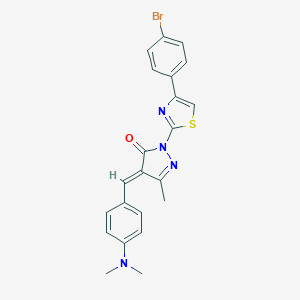 molecular formula C22H19BrN4OS B406192 2-[4-(4-bromophenyl)-1,3-thiazol-2-yl]-4-[4-(dimethylamino)benzylidene]-5-methyl-2,4-dihydro-3H-pyrazol-3-one 