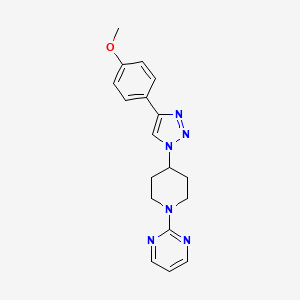 molecular formula C18H20N6O B4061923 2-{4-[4-(4-methoxyphenyl)-1H-1,2,3-triazol-1-yl]-1-piperidinyl}pyrimidine 