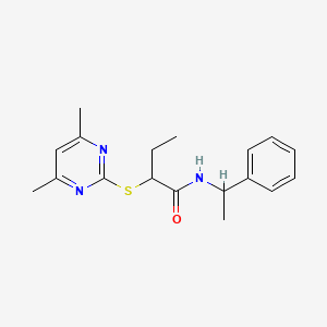 2-[(4,6-dimethyl-2-pyrimidinyl)thio]-N-(1-phenylethyl)butanamide