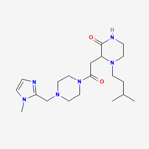 molecular formula C20H34N6O2 B4061938 4-(3-methylbutyl)-3-(2-{4-[(1-methyl-1H-imidazol-2-yl)methyl]-1-piperazinyl}-2-oxoethyl)-2-piperazinone 
