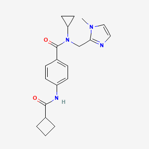 molecular formula C20H24N4O2 B4061964 4-[(cyclobutylcarbonyl)amino]-N-cyclopropyl-N-[(1-methyl-1H-imidazol-2-yl)methyl]benzamide 