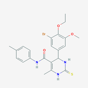 molecular formula C22H24BrN3O3S B4061966 6-(3-溴-4-乙氧基-5-甲氧基苯基)-2-巯基-4-甲基-N-(4-甲基苯基)-1,6-二氢-5-嘧啶甲酰胺 