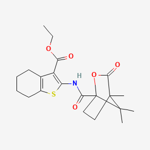 ethyl 2-{[(4,7,7-trimethyl-3-oxo-2-oxabicyclo[2.2.1]hept-1-yl)carbonyl]amino}-4,5,6,7-tetrahydro-1-benzothiophene-3-carboxylate