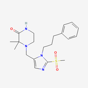 molecular formula C20H28N4O3S B4061971 3,3-dimethyl-4-{[2-(methylsulfonyl)-1-(3-phenylpropyl)-1H-imidazol-5-yl]methyl}-2-piperazinone 
