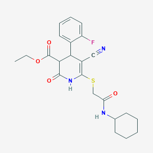 ethyl 5-cyano-6-{[2-(cyclohexylamino)-2-oxoethyl]thio}-4-(2-fluorophenyl)-2-oxo-1,2,3,4-tetrahydro-3-pyridinecarboxylate