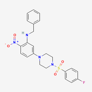 molecular formula C23H23FN4O4S B4062002 N-苄基-5-{4-[(4-氟苯基)磺酰基]-1-哌嗪基}-2-硝基苯胺 