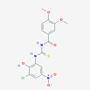 N-{[(3-chloro-2-hydroxy-5-nitrophenyl)amino]carbonothioyl}-3,4-dimethoxybenzamide