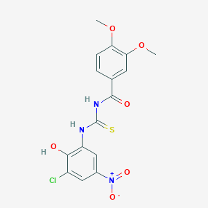 molecular formula C16H14ClN3O6S B4062007 N-{[(3-chloro-2-hydroxy-5-nitrophenyl)amino]carbonothioyl}-3,4-dimethoxybenzamide 