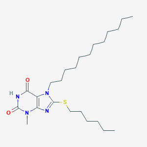 molecular formula C24H42N4O2S B406205 7-dodecyl-8-(hexylsulfanyl)-3-methyl-3,7-dihydro-1H-purine-2,6-dione CAS No. 316360-05-1