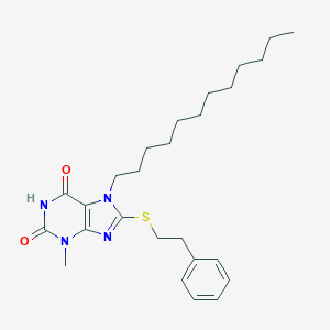 molecular formula C26H38N4O2S B406207 7-dodecyl-3-methyl-8-[(2-phenylethyl)sulfanyl]-3,7-dihydro-1H-purine-2,6-dione CAS No. 329705-99-9