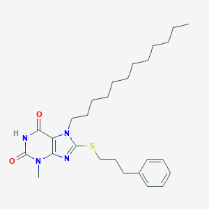 molecular formula C27H40N4O2S B406209 7-dodecyl-3-methyl-8-[(3-phenylpropyl)sulfanyl]-3,7-dihydro-1H-purine-2,6-dione CAS No. 327168-40-1