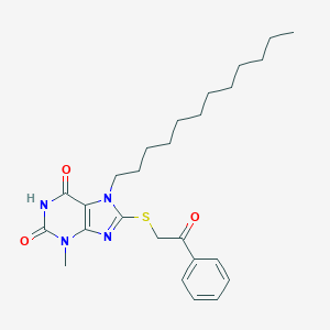 molecular formula C26H36N4O3S B406210 7-dodecyl-3-methyl-8-[(2-oxo-2-phenylethyl)sulfanyl]-3,7-dihydro-1H-purine-2,6-dione CAS No. 329705-91-1