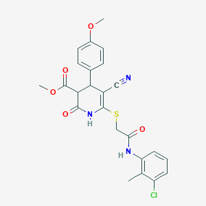 methyl 6-({2-[(3-chloro-2-methylphenyl)amino]-2-oxoethyl}thio)-5-cyano-4-(4-methoxyphenyl)-2-oxo-1,2,3,4-tetrahydro-3-pyridinecarboxylate