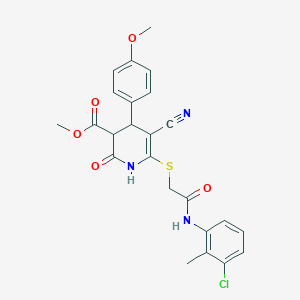 molecular formula C24H22ClN3O5S B4062117 6-({2-[(3-氯-2-甲基苯基)氨基]-2-氧代乙基}硫)-5-氰基-4-(4-甲氧基苯基)-2-氧代-1,2,3,4-四氢-3-吡啶甲酸甲酯 