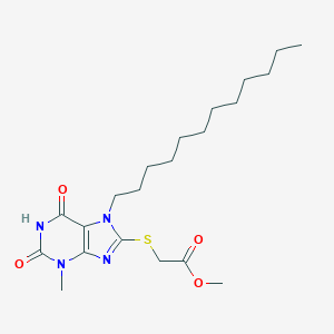 molecular formula C21H34N4O4S B406212 Methyl 2-(7-dodecyl-3-methyl-2,6-dioxopurin-8-yl)sulfanylacetate 