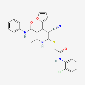 molecular formula C26H21ClN4O3S B4062128 6-({2-[(2-chlorophenyl)amino]-2-oxoethyl}thio)-5-cyano-4-(2-furyl)-2-methyl-N-phenyl-1,4-dihydro-3-pyridinecarboxamide 