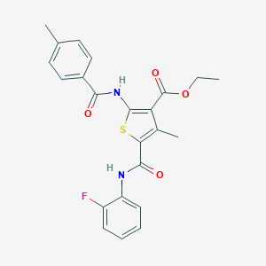 Ethyl 5-[(2-fluorophenyl)carbamoyl]-4-methyl-2-{[(4-methylphenyl)carbonyl]amino}thiophene-3-carboxylate