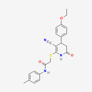 2-{[3-cyano-4-(4-ethoxyphenyl)-6-oxo-1,4,5,6-tetrahydro-2-pyridinyl]thio}-N-(4-methylphenyl)acetamide