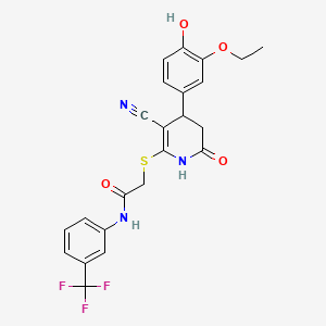 molecular formula C23H20F3N3O4S B4062151 2-{[3-cyano-4-(3-ethoxy-4-hydroxyphenyl)-6-oxo-1,4,5,6-tetrahydro-2-pyridinyl]thio}-N-[3-(trifluoromethyl)phenyl]acetamide 