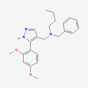molecular formula C23H29N3O2 B4062171 N-benzyl-N-{[3-(2,4-dimethoxyphenyl)-1H-pyrazol-4-yl]methyl}-1-butanamine 