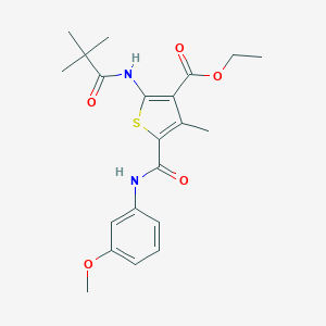 Ethyl 2-[(2,2-dimethylpropanoyl)amino]-5-[(3-methoxyanilino)carbonyl]-4-methyl-3-thiophenecarboxylate