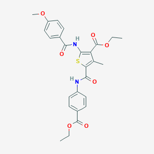 Ethyl 5-{[4-(ethoxycarbonyl)anilino]carbonyl}-2-[(4-methoxybenzoyl)amino]-4-methyl-3-thiophenecarboxylate