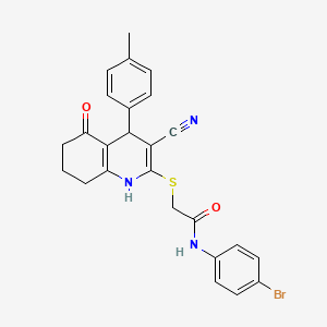 molecular formula C25H22BrN3O2S B4062210 N-(4-溴苯基)-2-{[3-氰基-4-(4-甲基苯基)-5-氧代-1,4,5,6,7,8-六氢-2-喹啉基]硫代}乙酰胺 