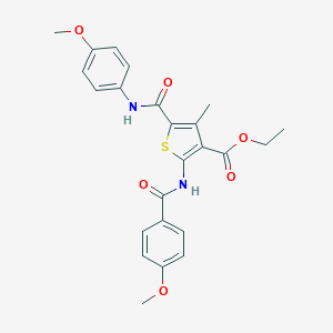 molecular formula C24H24N2O6S B406222 Ethyl 5-[(4-methoxyanilino)carbonyl]-2-[(4-methoxybenzoyl)amino]-4-methyl-3-thiophenecarboxylate 