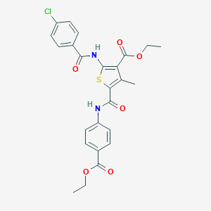 molecular formula C25H23ClN2O6S B406224 Ethyl 2-[(4-chlorobenzoyl)amino]-5-{[4-(ethoxycarbonyl)anilino]carbonyl}-4-methyl-3-thiophenecarboxylate 