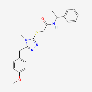 molecular formula C21H24N4O2S B4062256 2-{[5-(4-methoxybenzyl)-4-methyl-4H-1,2,4-triazol-3-yl]thio}-N-(1-phenylethyl)acetamide 